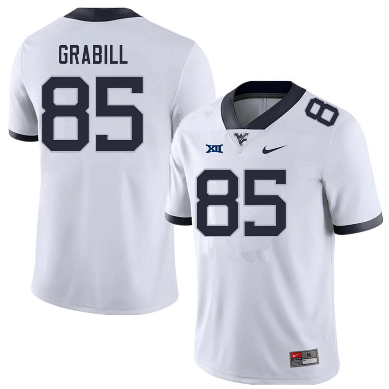 Men #85 Theo Grabill West Virginia Mountaineers College Football Jerseys Sale-White